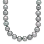 Sterling Silver Rhodium-plated 8-9mm Grey Near-Round Freshwater Cultured Pearl Necklace