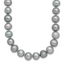 Sterling Silver Rhodium-plated 8-9mm Grey Near-Round Freshwater Cultured Pearl Necklace