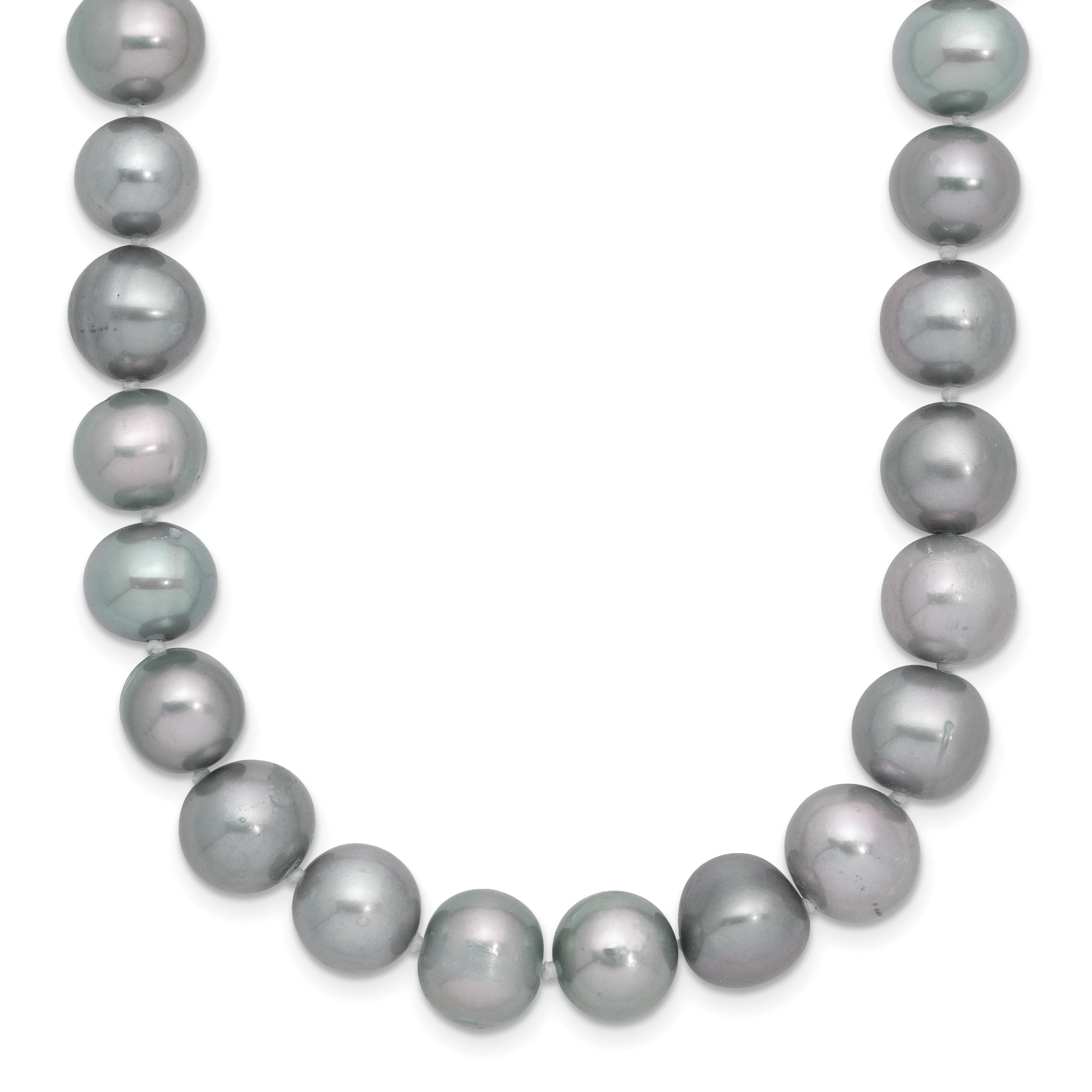 Sterling Silver Rhodium-plated 8-9mm Grey Near-Round Freshwater Cultured Pearl 24 inch Necklace