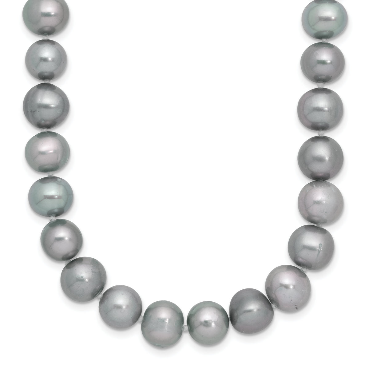 Sterling Silver Rhodium-plated 8-9mm Grey Near-Round Freshwater Cultured Pearl 24 inch Necklace