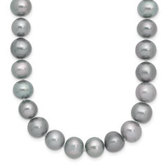 Sterling Silver Rhodium-plated 8-9mm Grey Near-Round Freshwater Cultured Pearl 24 inch Necklace