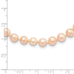 Sterling Silver Rhodium-plated 6-7mm Pink Near-Round Freshwater Cultured Pearl 24 inch Necklace