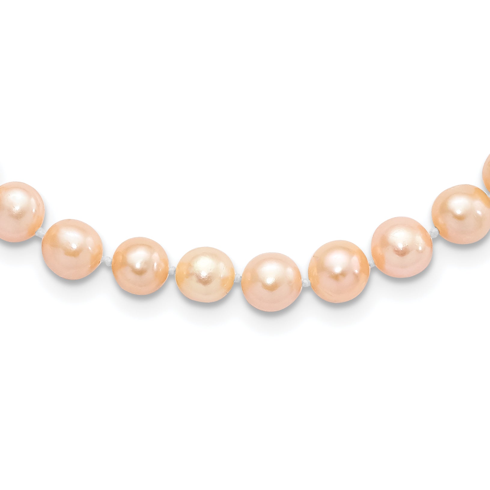 Sterling Silver Rhodium-plated 6-7mm Pink Near-Round Freshwater Cultured Pearl 24 inch Necklace