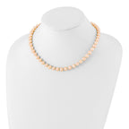 Sterling Silver Rhodium-plated 7-8mm Pink Near-Round Freshwater Cultured Pearl 24 inch Necklace