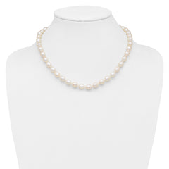 Sterling Silver Rhodium-plated 7-8mm White Rice Freshwater Cultured Pearl18 inch Necklace