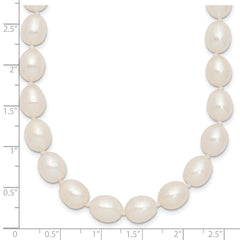 Sterling Silver Rhodium-plated 7-8mm White Rice Freshwater Cultured Pearl18 inch Necklace