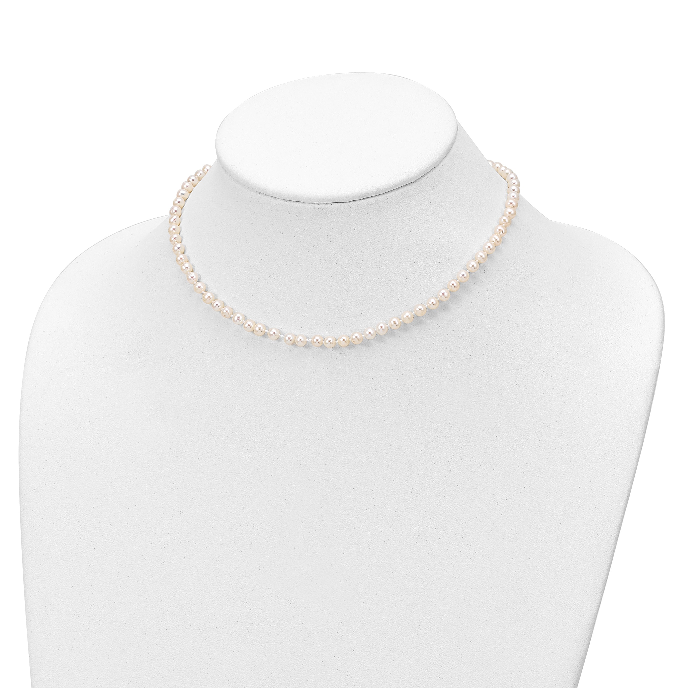 Sterling Silver Rhodium-plated 4-5mm White Semi-Round Freshwater Cultured Pearl 14 inch Necklace, 5 inch Bracelet and Post Earrings Set