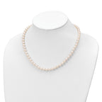 Sterling Silver Rhodium-plated 6-7mm White Semi-Round Freshwater Cultured Pearl 18 inch with 2 inch Extension Necklace, 7 inch Bracelet and Button Post Earrings Set