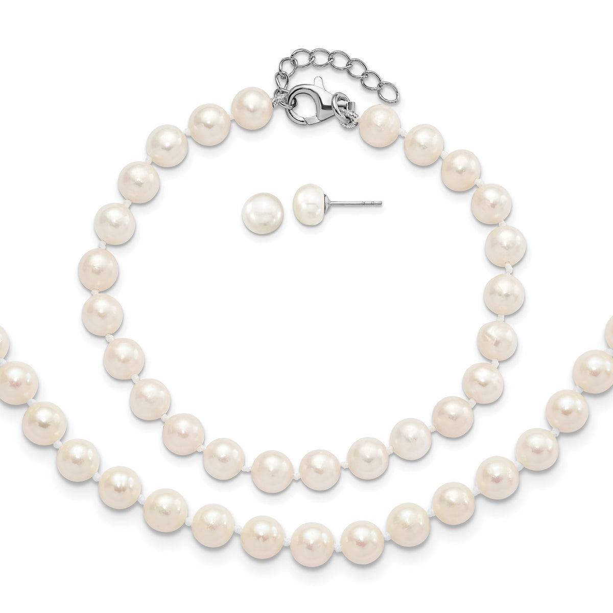 Semi-Round Freshwater Cultured Pearl Bracelet in Sterling Silver - Sophia Jewelers Main image