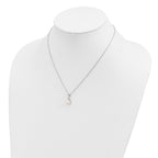 Sterling Silver Rhodium-plated 7-8mm White Semi-Round Freshwater Cultured Pearl and CZ 17 inch Necklace and Dangle Earrings Set