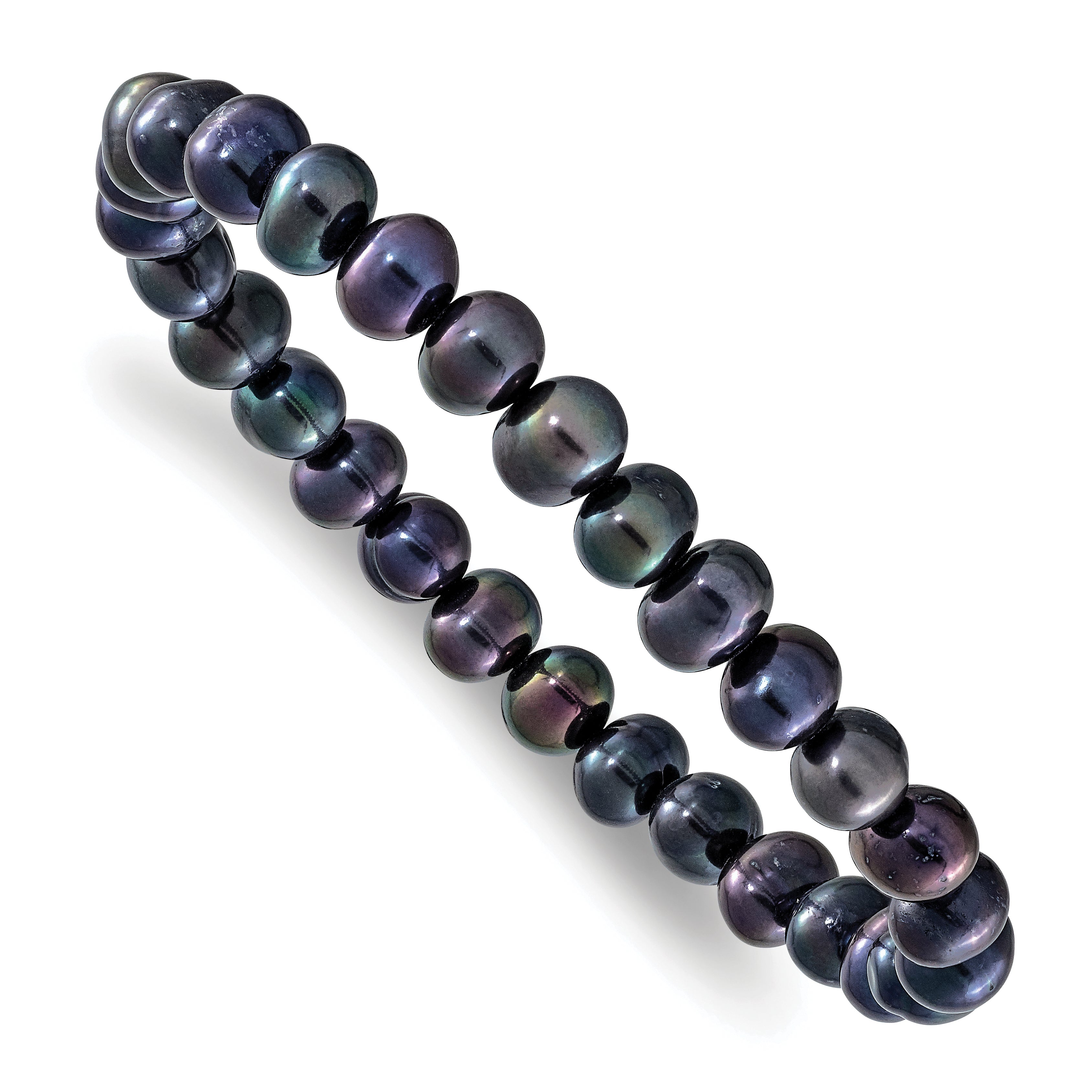 6-7mm White, Grey, Black, Pink and Purple Semi-Round Freshwater Cultured Pearl 5-piece Stretch Bracelet Set