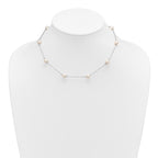 Sterling Silver Rhodium-plated 7-8mm White Near-Round Freshwater Cultured Pearl 9-Station 16 inch Necklace