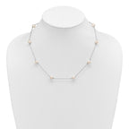Sterling Silver Rhodium-plated 7-8mm White Near-Round Freshwater Cultured Pearl 9-Stations18 inch Necklace