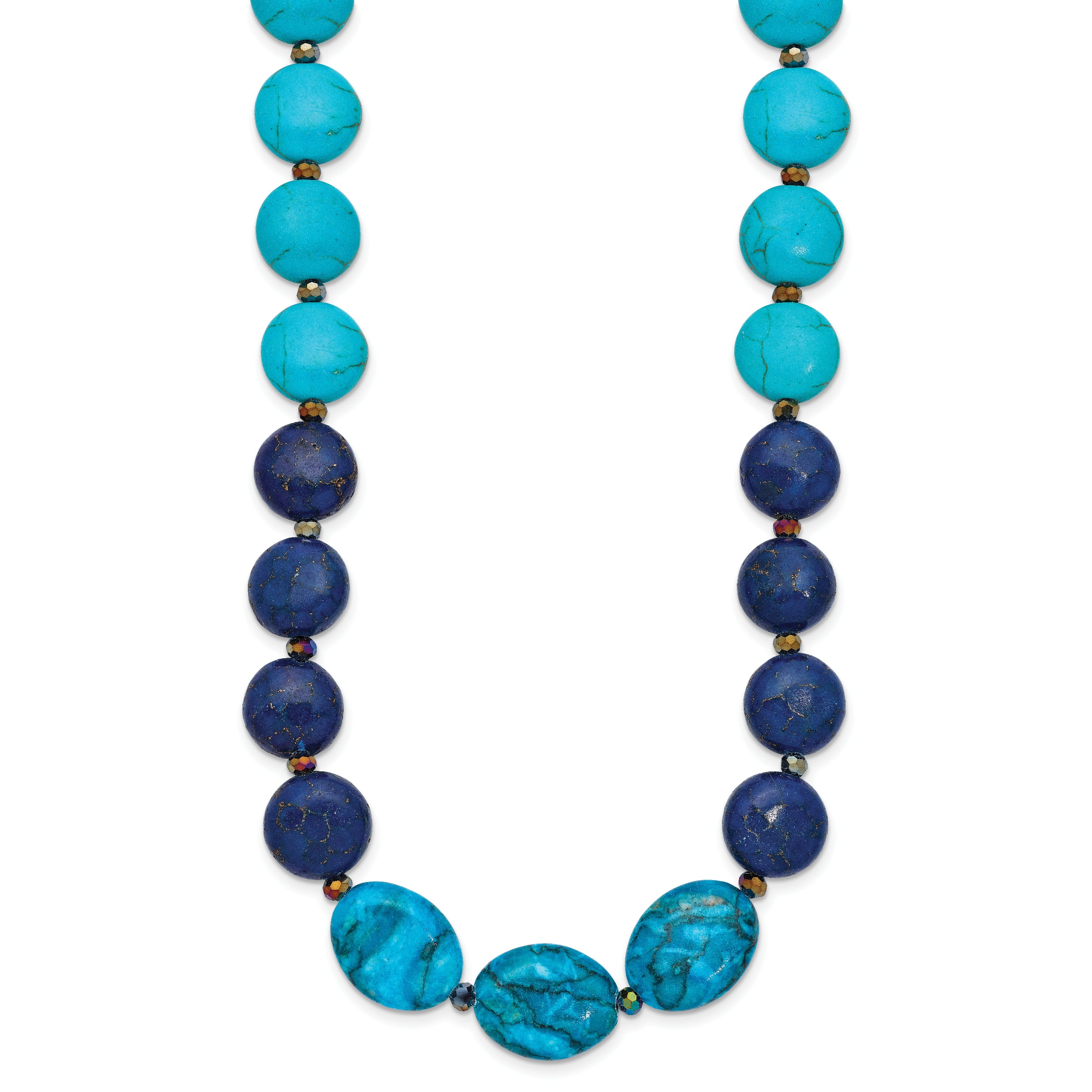 Sterling Silver Agate,Crystal,Jasper, Recon. Lapis With 2 in ext Necklace