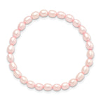 Children's 4-5mm Pink Rice Freshwater Cultured Pearl Stretch Bracelet