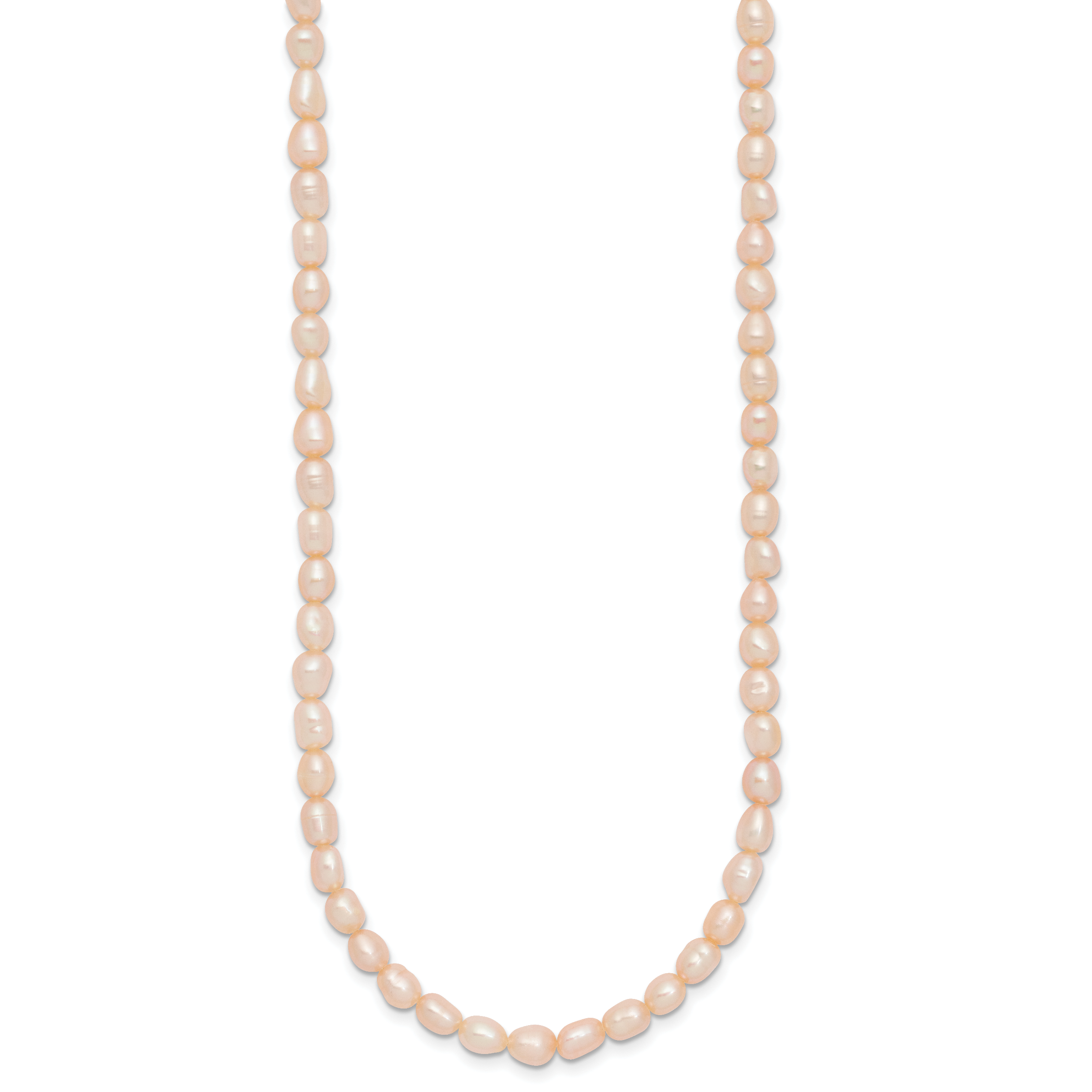 Sterling Silver Rhodium-plate 4-5mm Pink Rice Freshwater Cultured Pearl Children's 13 inch Necklace Secondary image