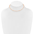 Sterling Silver Rhodium-plate 4-5mm Pink Rice Freshwater Cultured Pearl Children's 13 inch Necklace