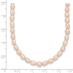 Sterling Silver Rhodium-plate 4-5mm Pink Rice Freshwater Cultured Pearl Children's 13 inch Necklace