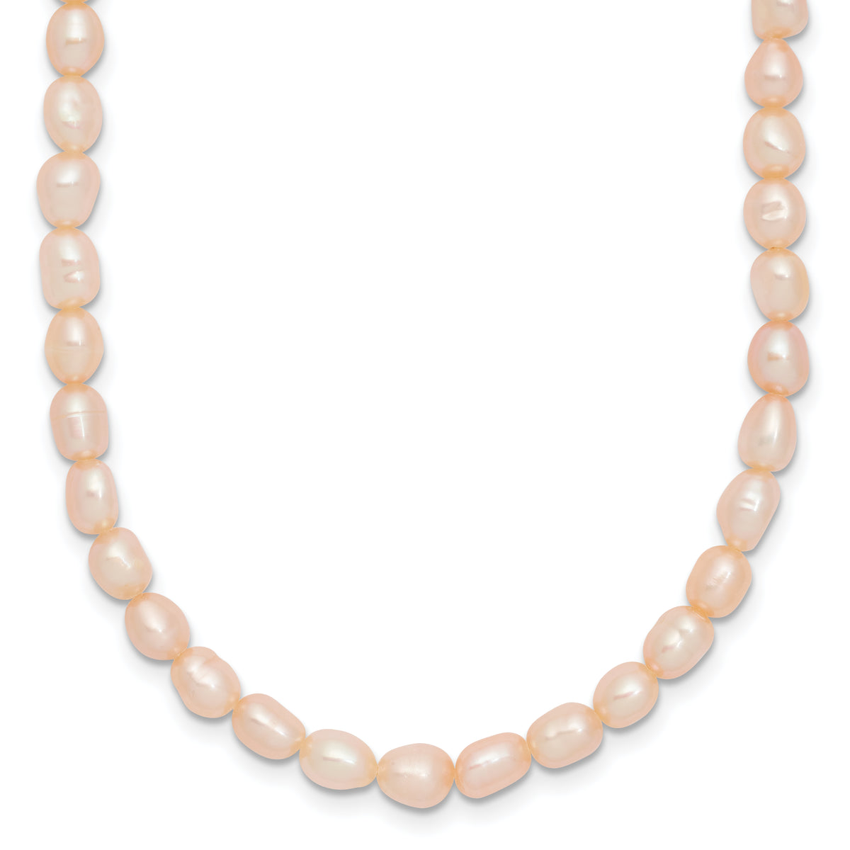 Sterling Silver Rhodium-plate 4-5mm Pink Rice Freshwater Cultured Pearl Children's 13 inch Necklace