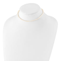 Sterling Silver Rhodium-plate 4-5mm White Rice Freshwater Cultured Pearl Children's 13 inch Necklace