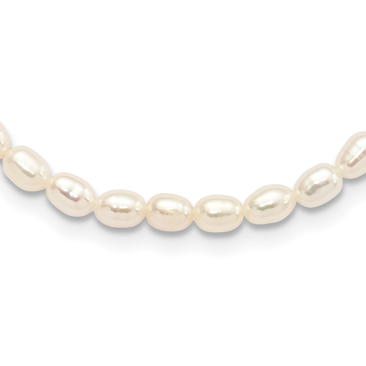 Sterling Silver Rhodium-plate 4-5mm White Rice Freshwater Cultured Pearl Children's 13 inch Necklace Main image