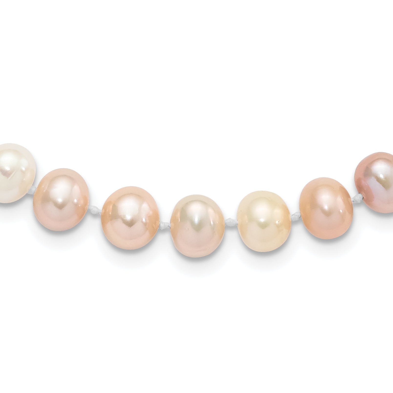 Sterling Silver Rhodium-plated 8-9mm Multi-color Near-Round Freshwater Cultured Pearl 20 inch Necklace Main image