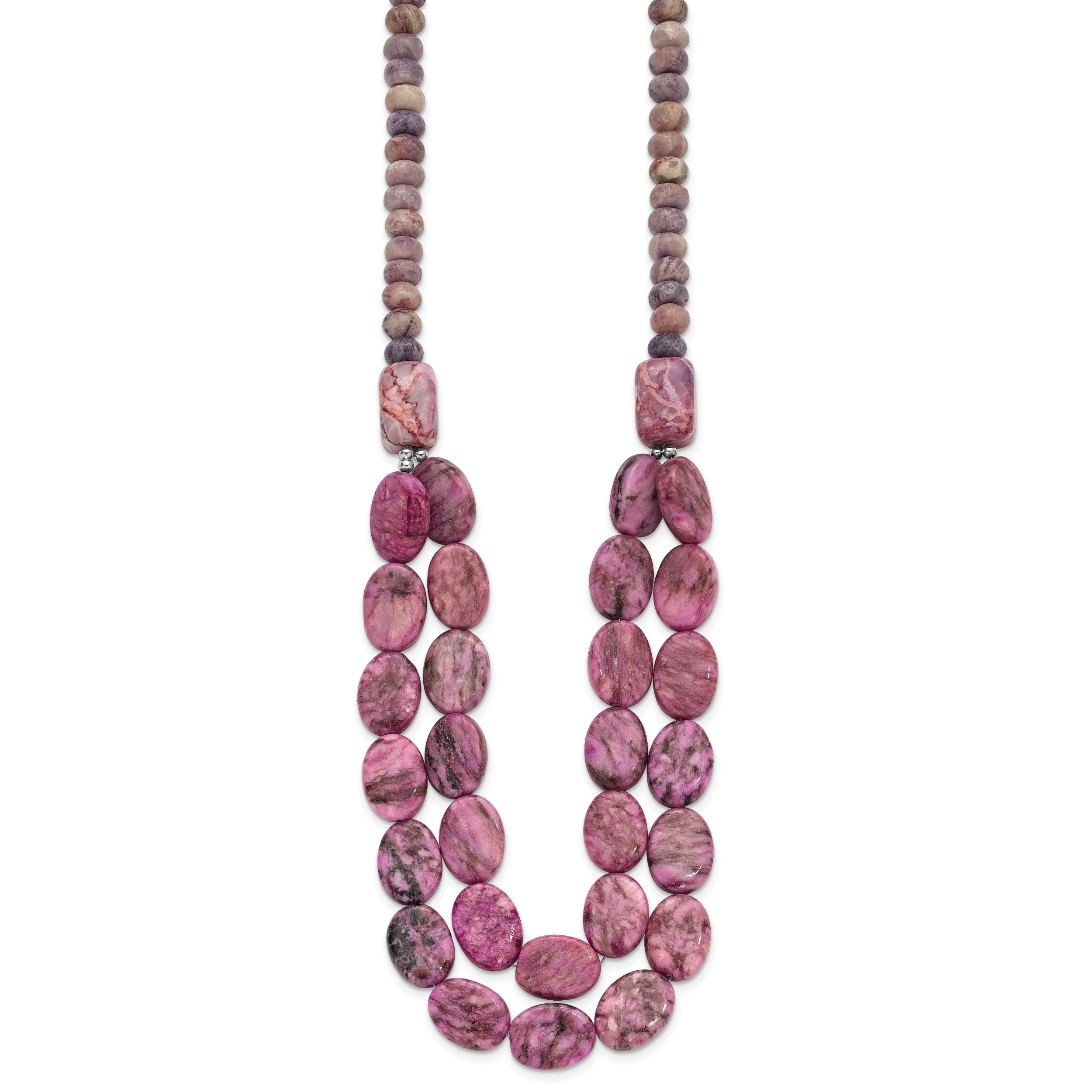 Sterling Silver Charoite, Jade, Pink and Purple Jasper With 2in ext Necklace Main image