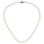 Sterling Silver Rhodium-plated 4-5mm White Near-Round Freshwater Cultured Pearl 18 inch Necklace