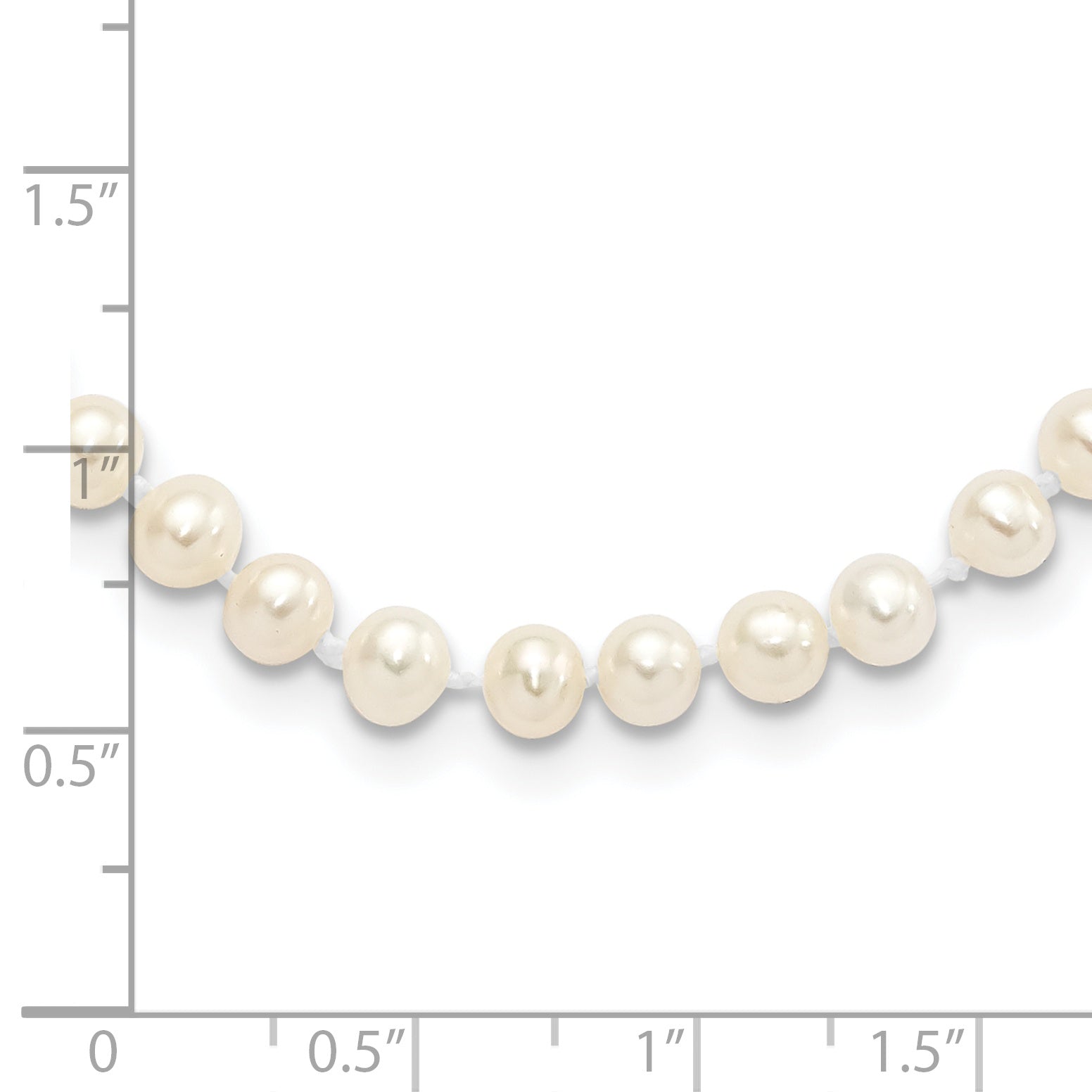Sterling Silver Rhodium-plated 4-5mm White Near-Round Freshwater Cultured Pearl 16 inch Necklace Secondary image