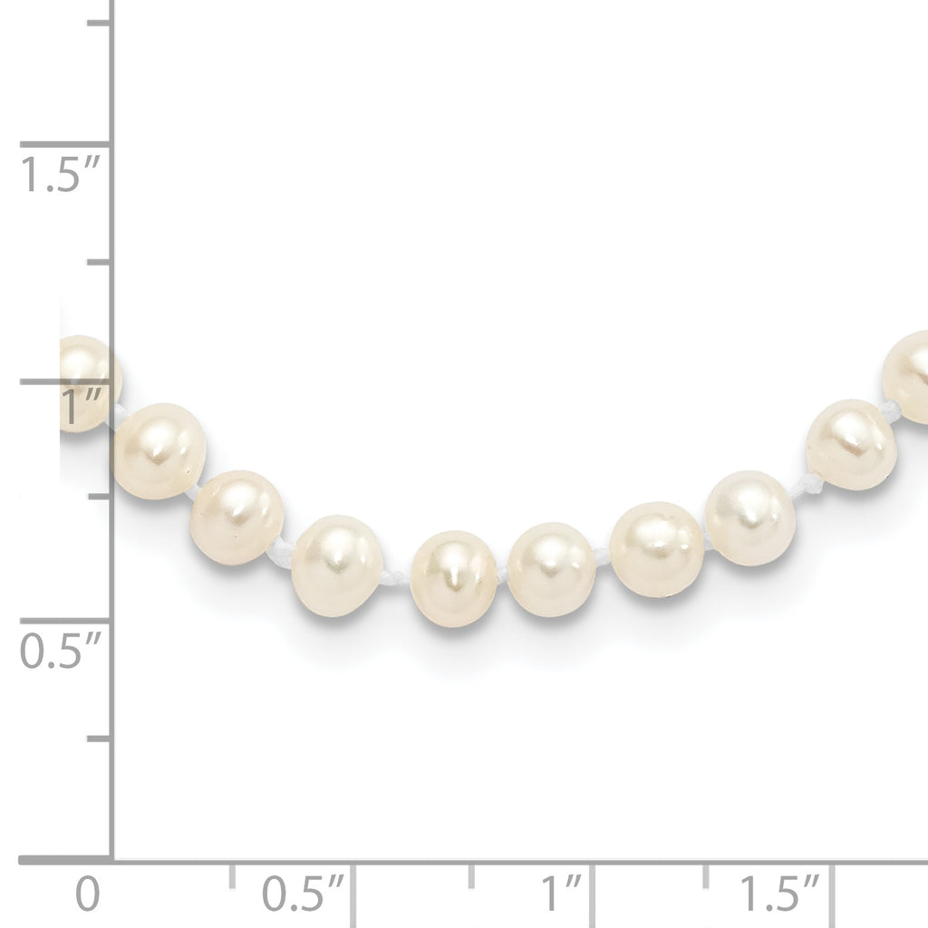 Sterling Silver Rhodium-plated 4-5mm White Near-Round Freshwater Cultured Pearl 18 inch Necklace