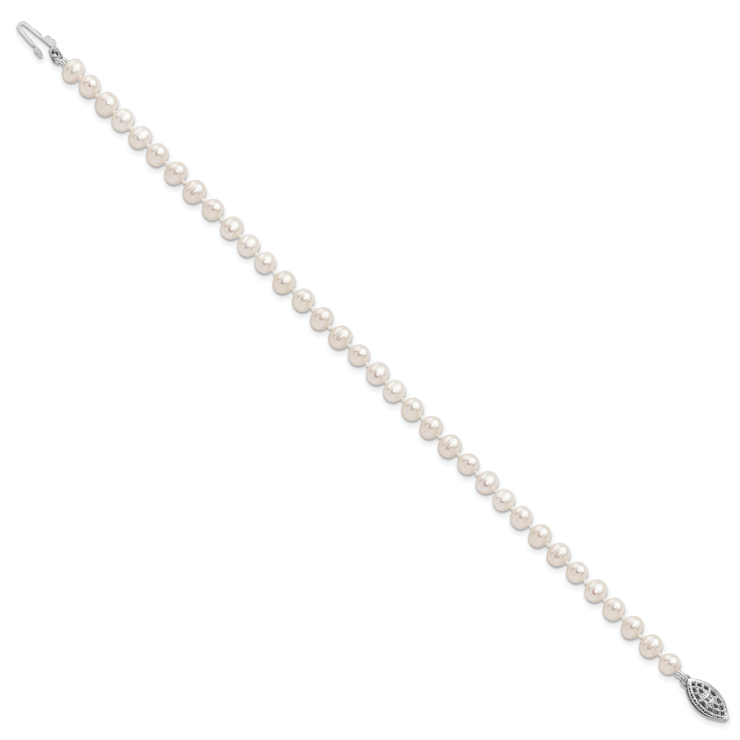 Women's Sterling Silver Rhodium-Plated 4-5mm Freshwater Cultured Pearl Bracelet Secondary image