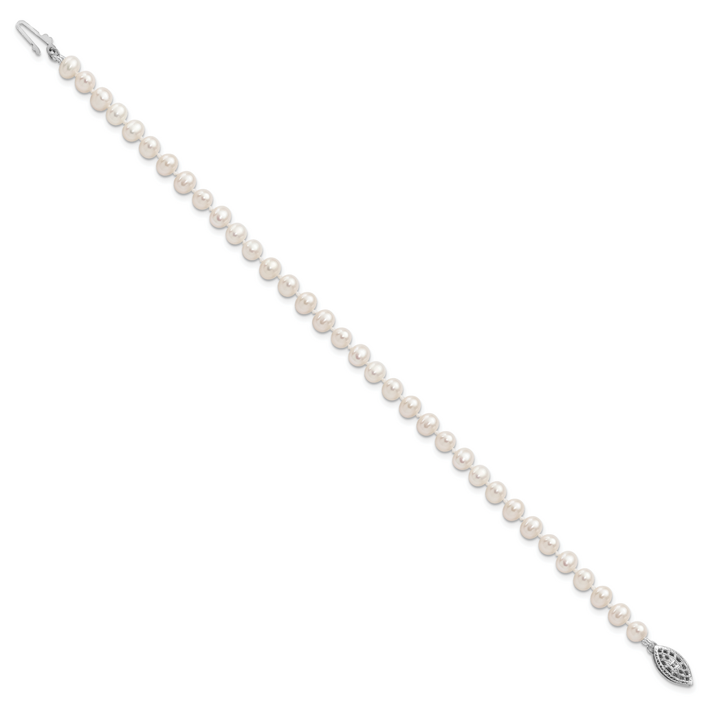 Women's Sterling Silver Rhodium-Plated 4-5mm Freshwater Cultured Pearl Bracelet