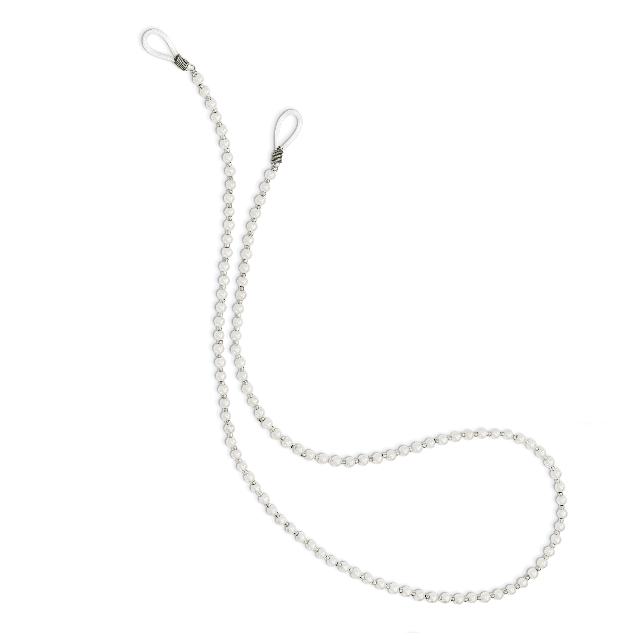 4-5mm White Round Imitation Shell Pearl with Glass Bead 24 inch Eyewear Chain Secondary image