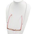 4-5mm White Round Imitation Shell Pearl with Glass Bead 24 inch Eyewear Chain