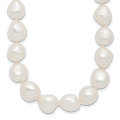 Sterling Silver Rhodium-Rhodium-Plated 11-12mm White Baroque Freshwater Cultured Pearl 20 inch Necklace
