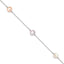 Sterling Silver Rhodium-Rhodium-Plated 7-8mm White, Pink and Purple Semi-Round Freshwater Cultured Pearl 3-Station 7.5 inch Bracelet
