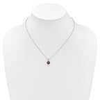 Sterling Silver Rhodium-plated 7-7.5mm Round Black Freshwater Cultured Pearl 17 inch Necklace
