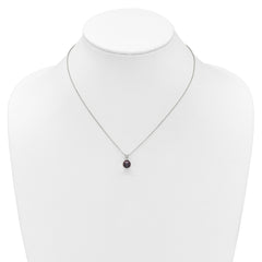 Sterling Silver Rhodium-plated 7-7.5mm Round Black Freshwater Cultured Pearl 17 inch Necklace
