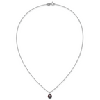 Sterling Silver Rhodium-plated 7-7.5mm Round Black Freshwater Cultured Pearl 17 inch Necklace