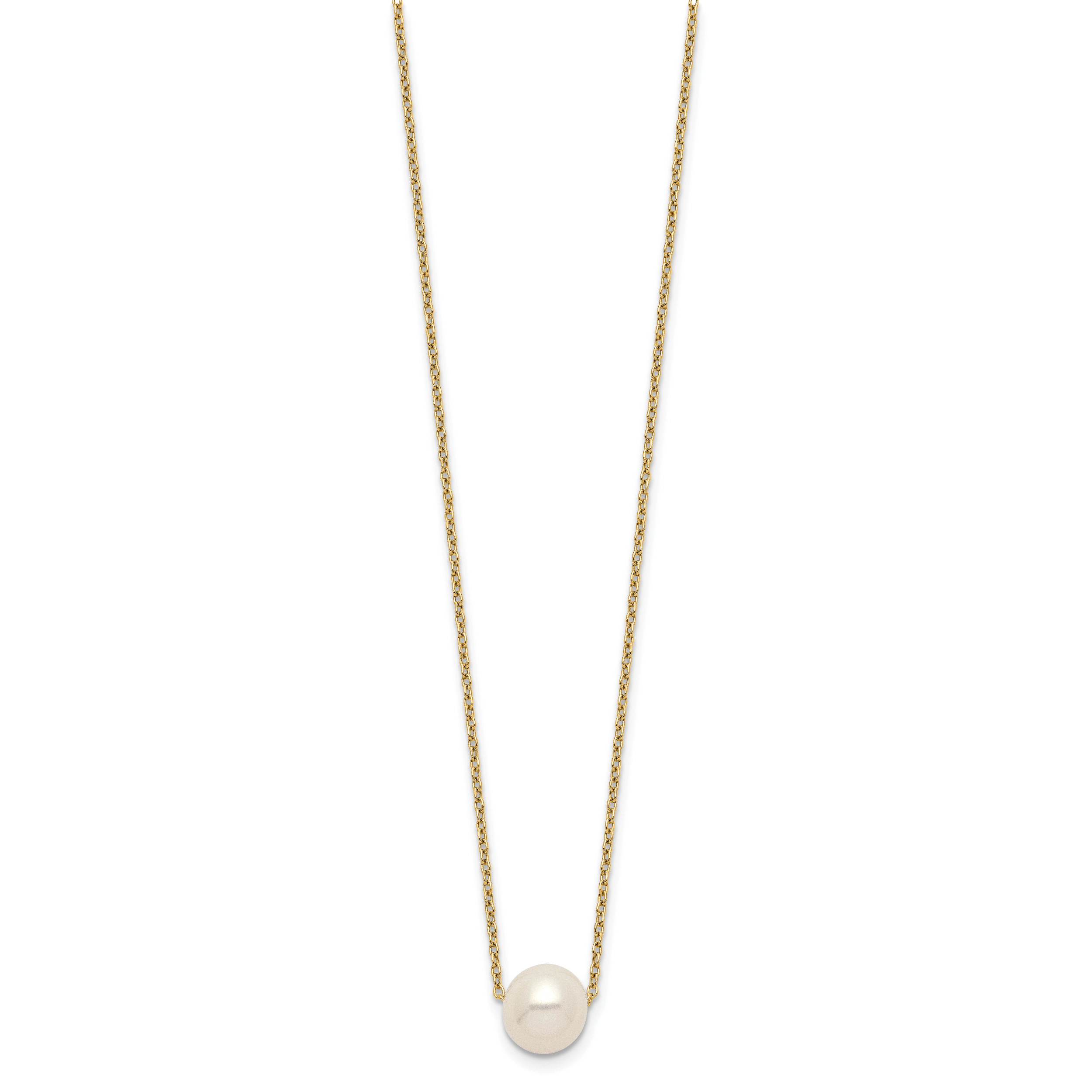 Sterling Silver Gold-plated 8-9mm White Near Round Freshwater Cultured Pearl 18 inch Necklace Secondary image