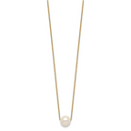 Sterling Silver Gold-plated 8-9mm White Near Round Freshwater Cultured Pearl 18 inch Necklace