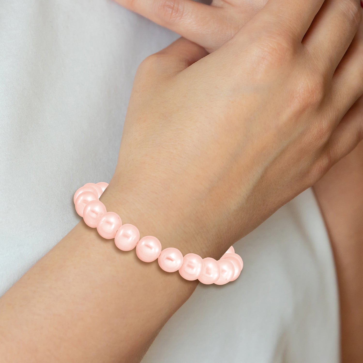 Madi K 5-6mm Pink Semi-Round Freshwater Cultured Pearl Children's Stretch Bracelet Secondary image