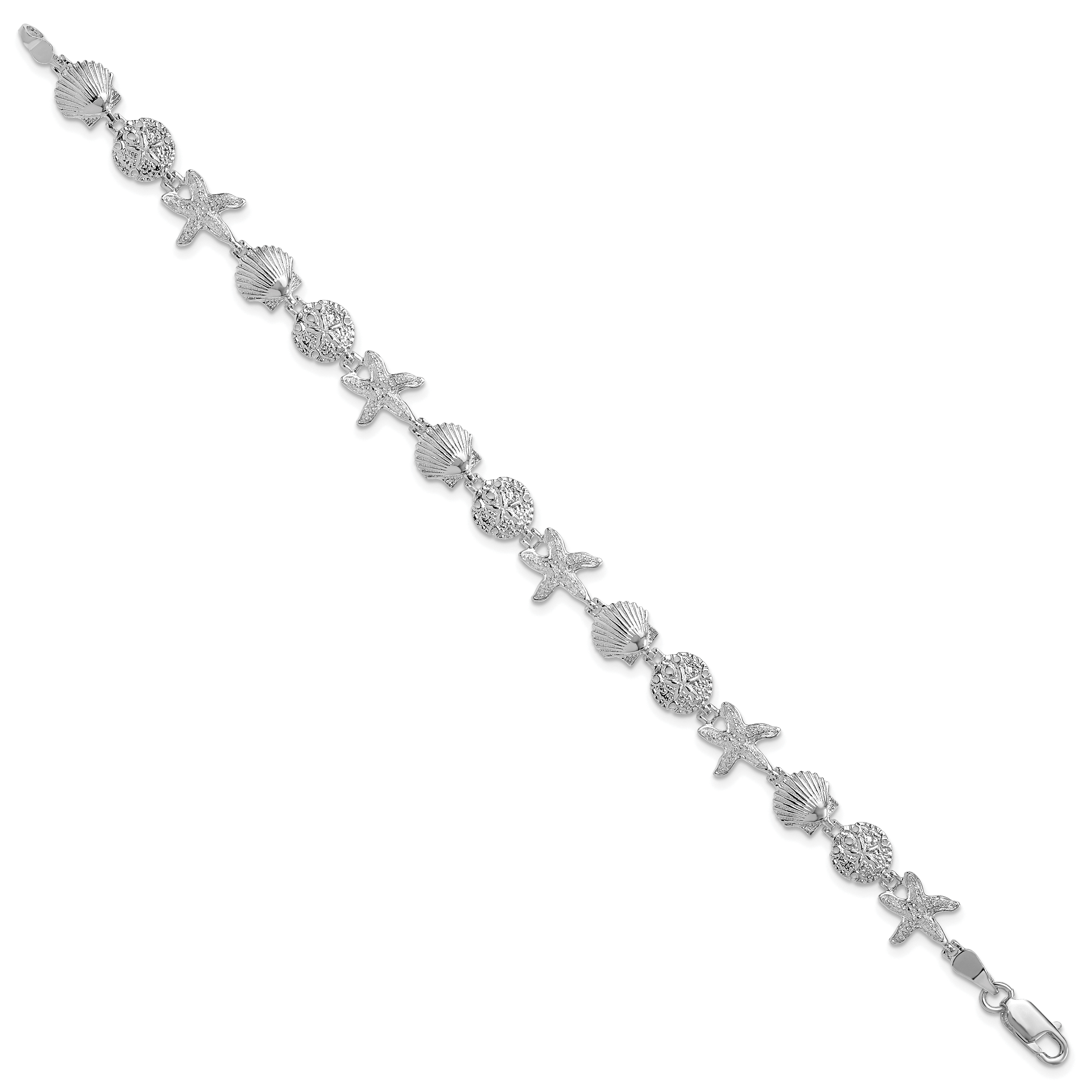 De-Ani Sterling Silver Rhodium-Plated Polished Sand Dollar / Shell / Starfish Bracelet Secondary image