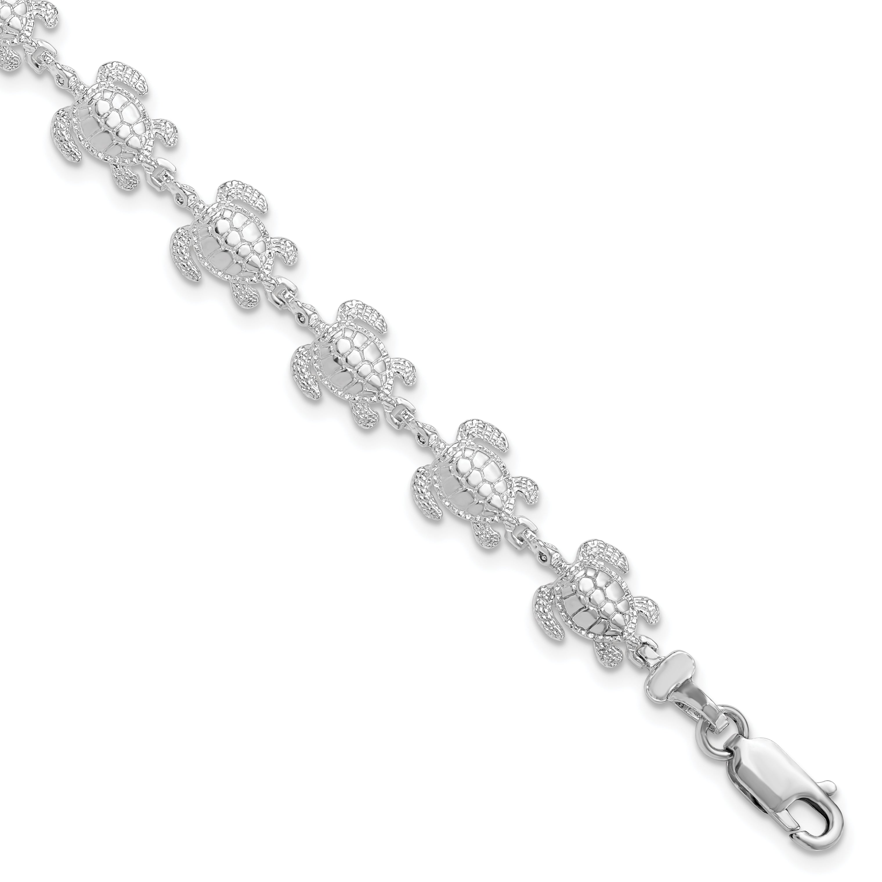 De-Ani Sterling Silver Rhodium-plated Polished Sea Turtle 7.5 inch Bracelet Main image
