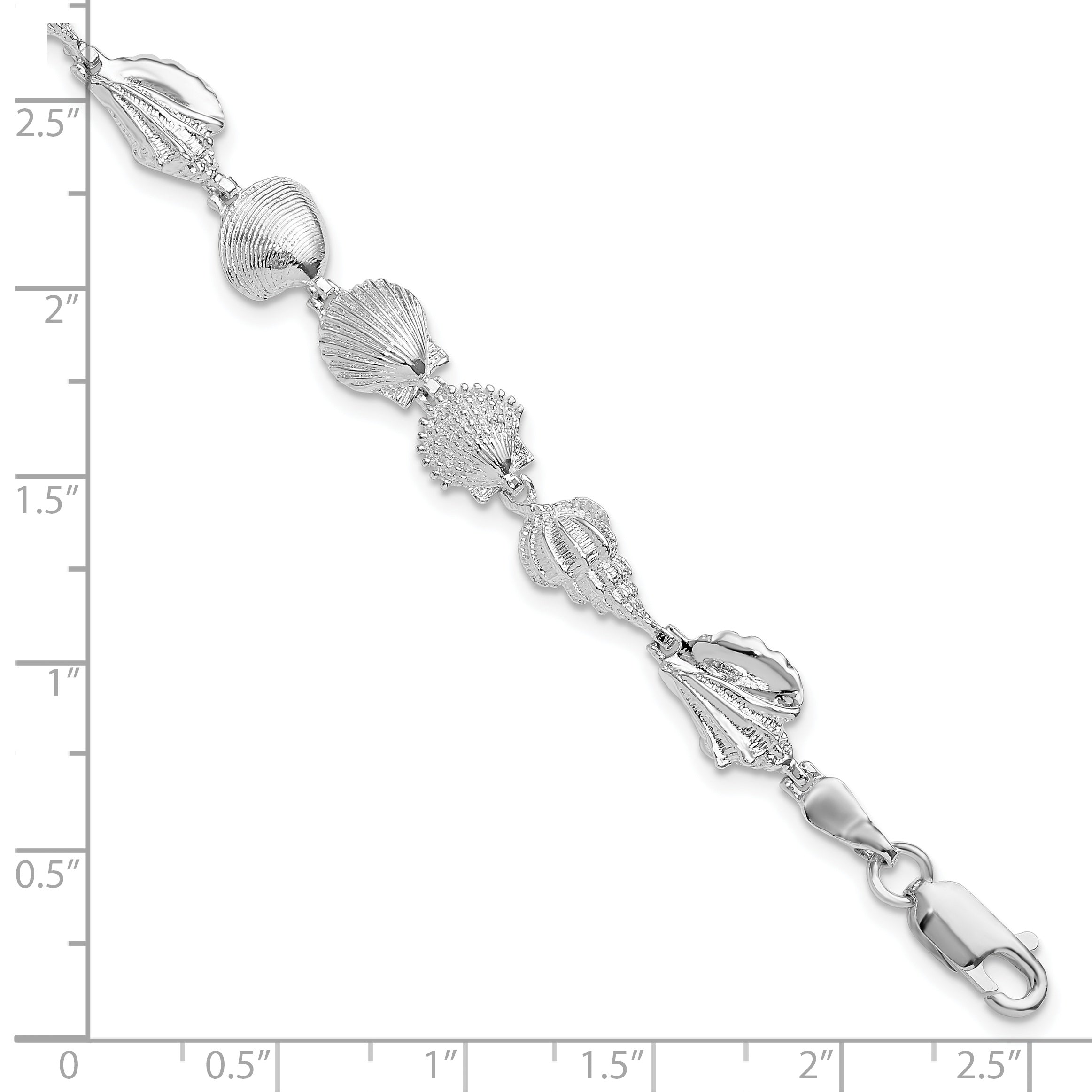 De-Ani Sterling Silver Rhodium-plated Polished Multi-Shell 7.25 inch Bracelet Secondary image