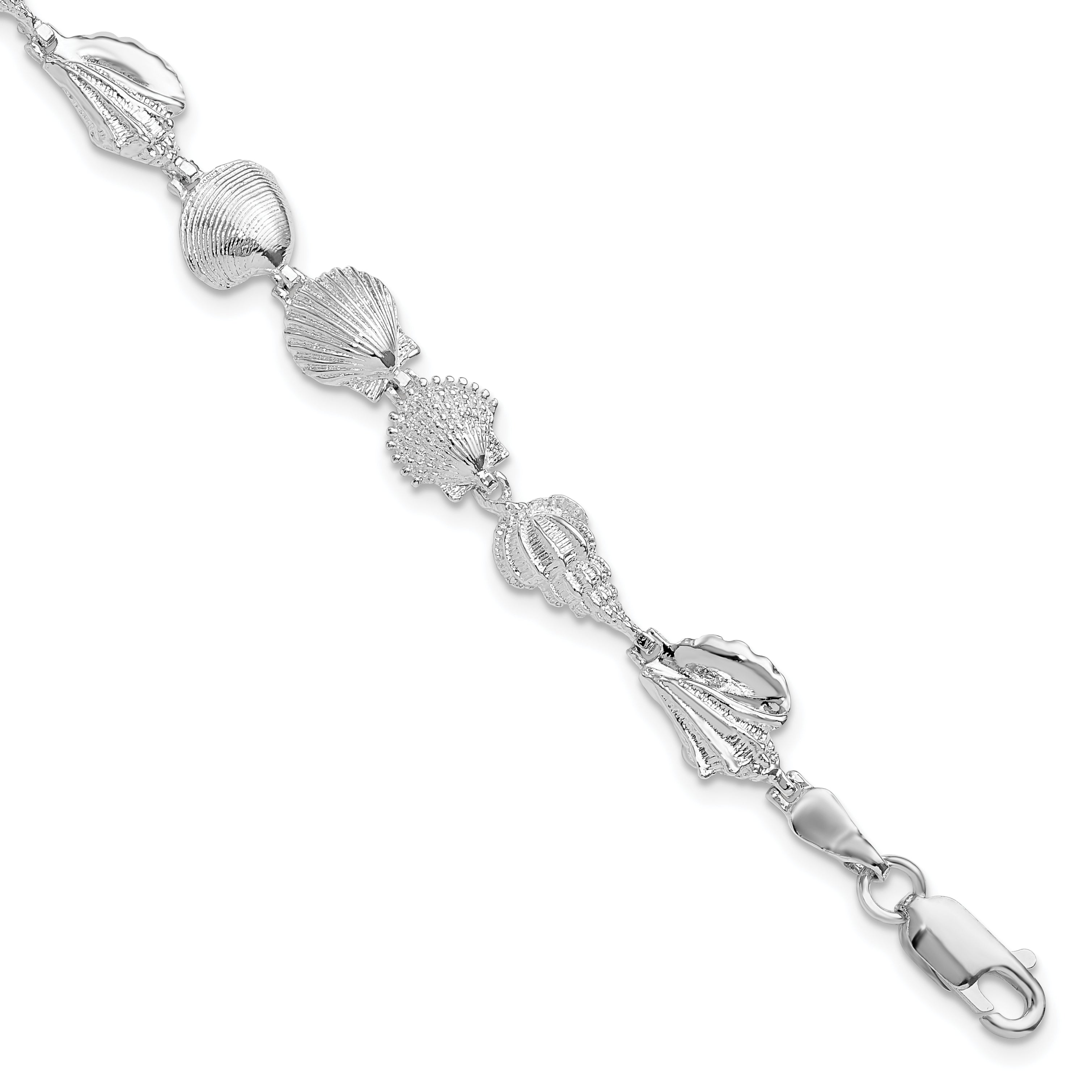 De-Ani Sterling Silver Rhodium-plated Polished Multi-Shell 7.25 inch Bracelet Main image