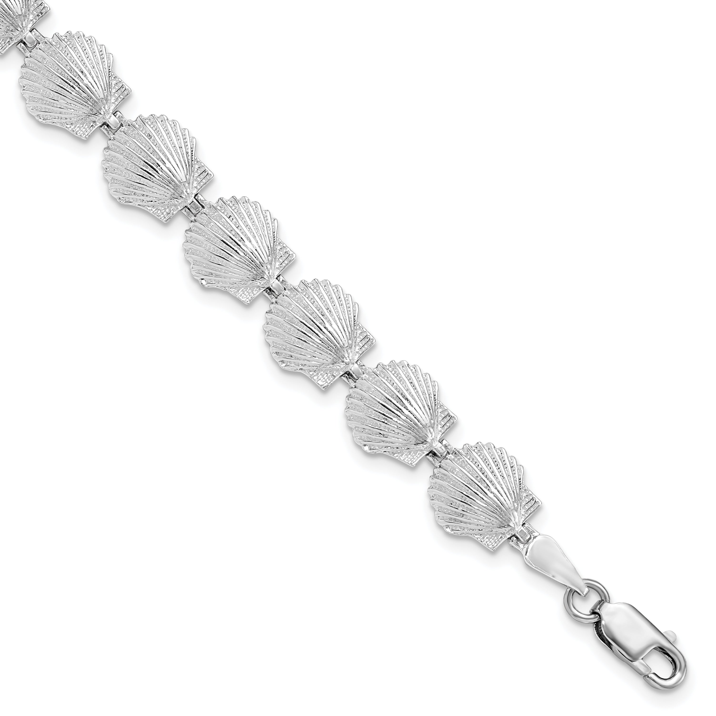De-Ani Sterling Silver Rhodium-plated Polished Scallop Shell Bracelet Main image