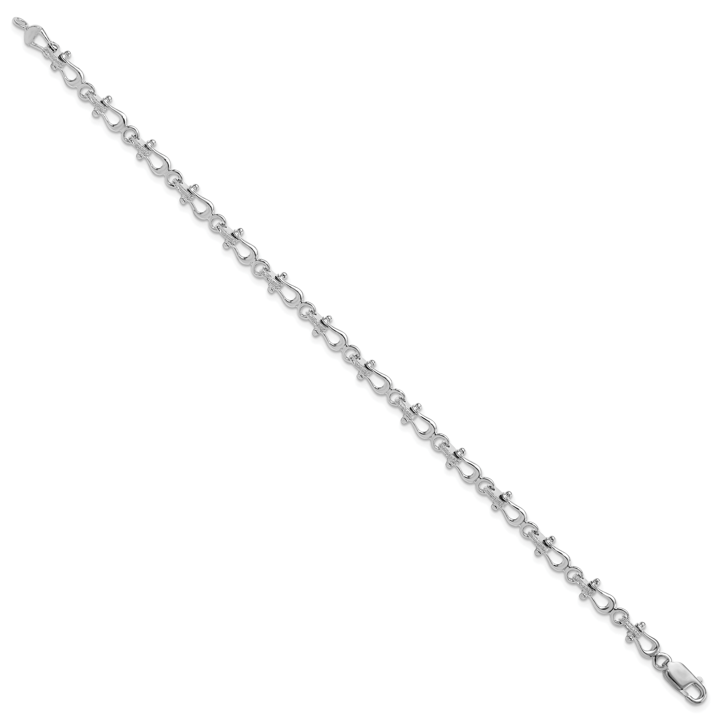 De-Ani Sterling Silver Rhodium-plated Polished Mariners Shackle Link Bracelet Secondary image