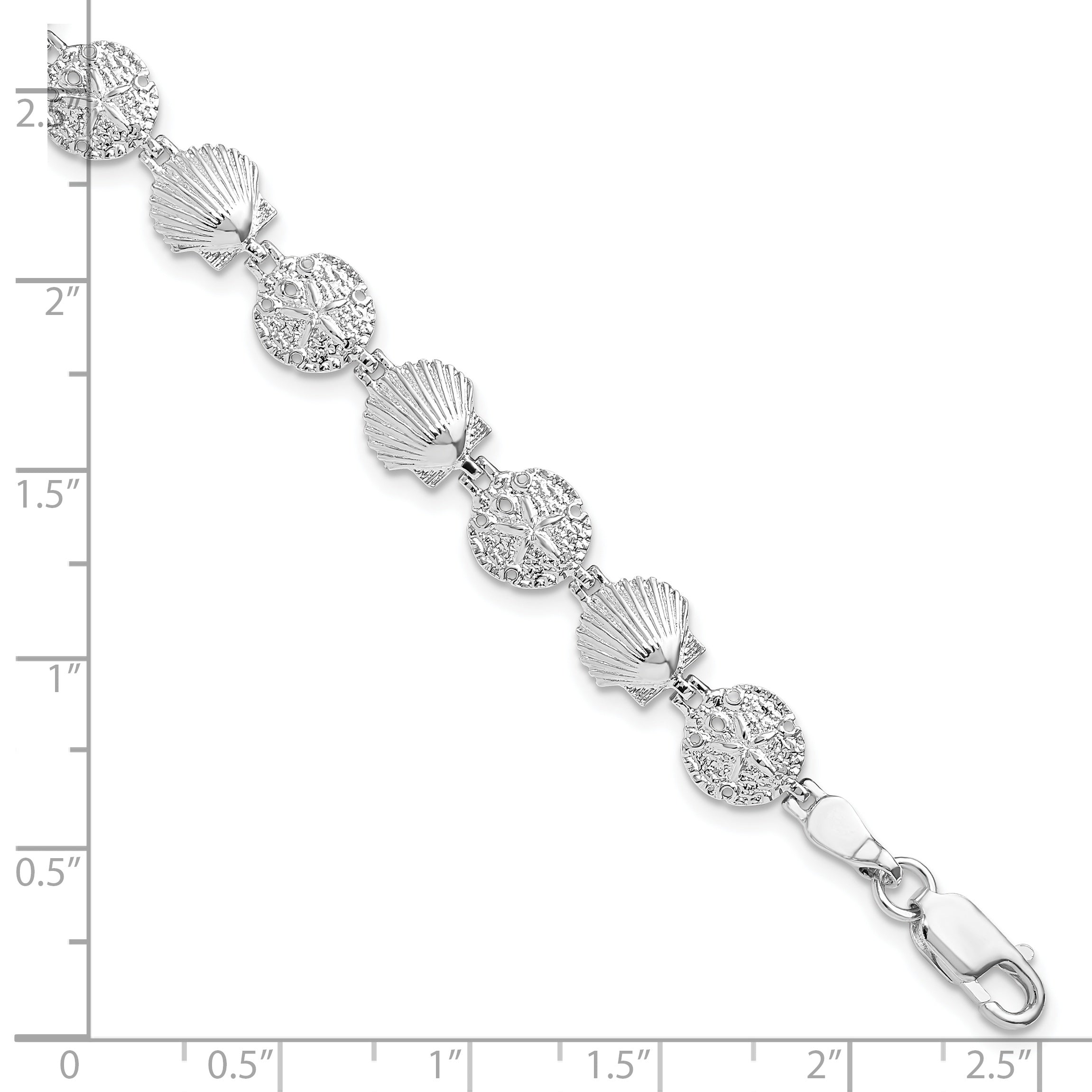 De-Ani Sterling Silver Rhodium-plated Polished Sand Dollar and Shell 7.25 inch Bracelet Secondary image