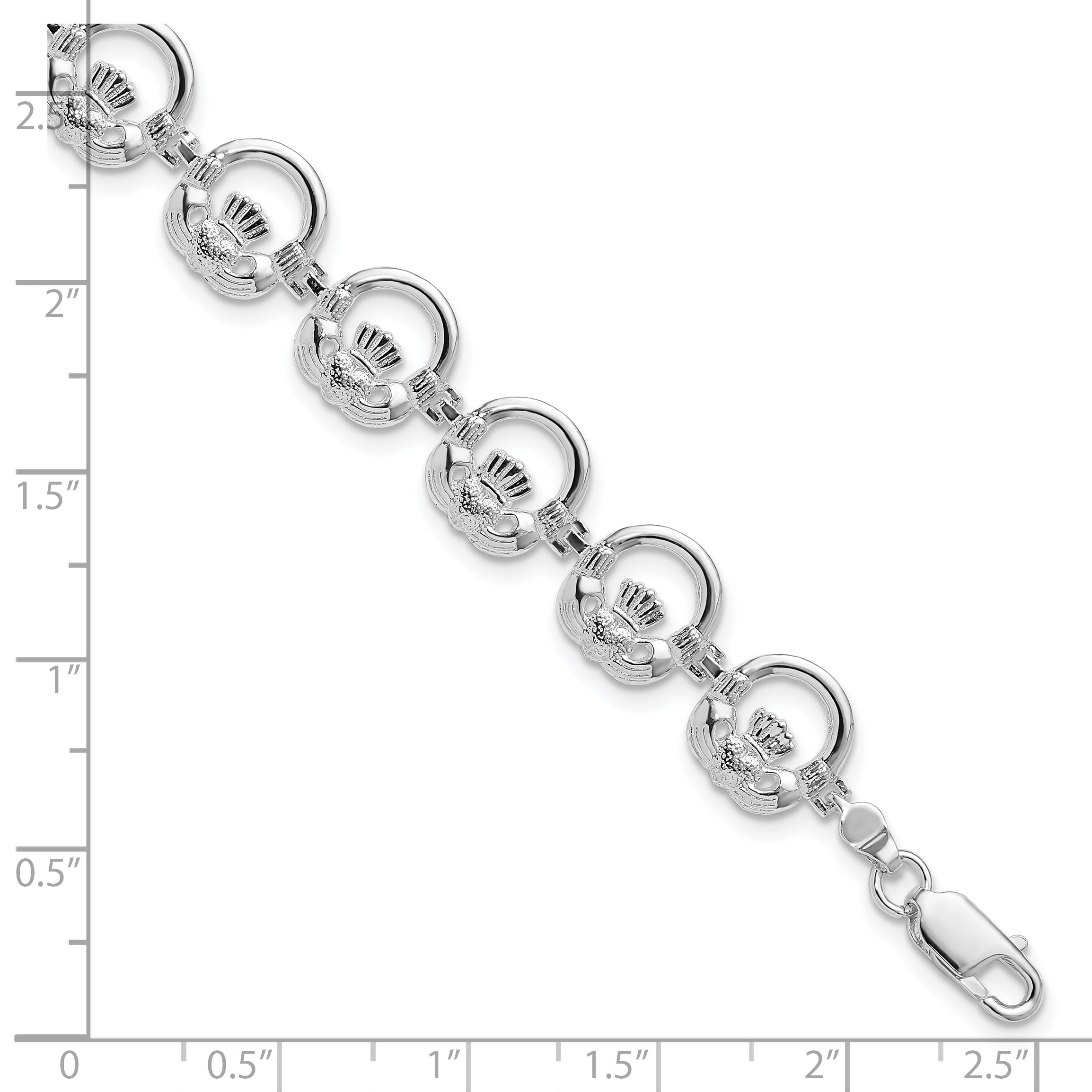 De-Ani Sterling Silver Rhodium-Plated Polished Claddagh Circle Bracelet Secondary image